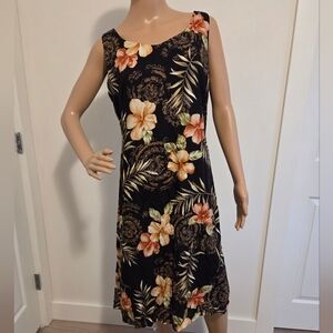 Tori Richard Black Floral Hawaiian Midi Dress